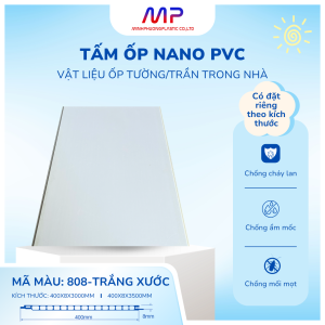 tấm ốp nano mã màu 808 màu trắng xước