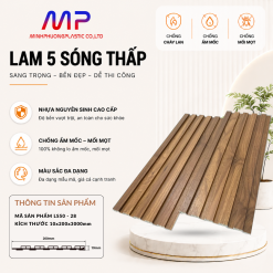 Lam 5 Sóng Thấp L5028 – Tấm Ốp Nhựa Minh Phương Cao Cấp